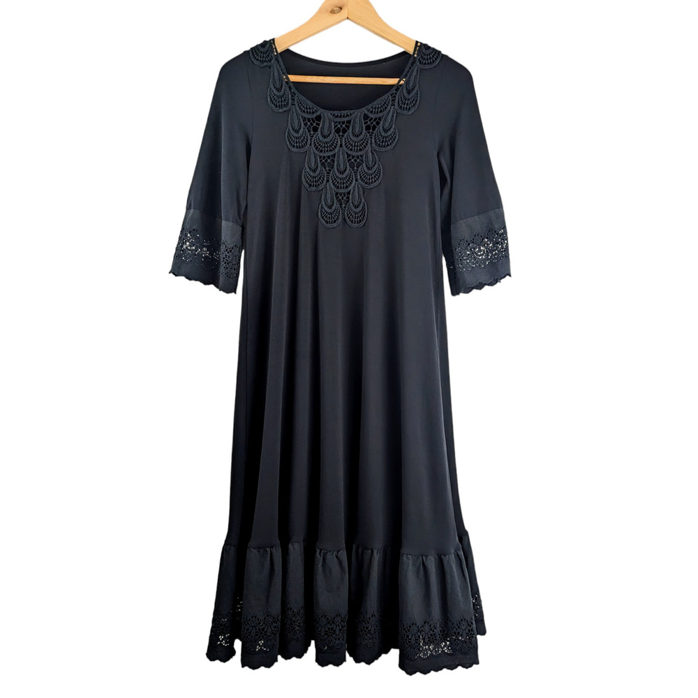 METALICUS Black Stretchy 3/4 Sleeve Midi Dress Size OS
